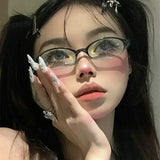 DAIIIBABYYY  -  2024 New Retro Blue Green Oval Small Frame Myopia Glasses Frame Women's Anti Blue Light Glasses Fashion Y2K Style Gafas Oculos