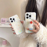 Daiiibabyyy  Large hole IND color niche polka dot phone case with candle rotating bracket for iPhone 11 12 13 14 15 16 Pro Max