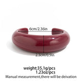 Daiiibabyyy  Exaggerated Wine Red Resin Wide Cuff Bangles Hip Hop Geometric Acrylic Bracelet Bangles For Women Men Ring Jewelry Set