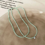 Daiiibabyyy  Summer Shiny CZ Zircon New Green Color Natural Stone Beaded Pendant Necklace for Women Wholesale Strand Chain Chokers