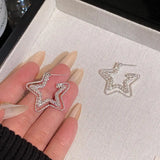 Daiiibabyyy  Korean Style Double-Layer Pentagram Drop Earrings for Women Sweet Cute Unique Niche Hoop Earrings Daily Commuting Jewelry Gifts
