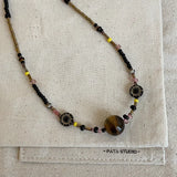 Daiiibabyyy  High Quality Mix Color Natural Stone Tiger Eyes Glass Beads Flower Coin Pendant Necklaces for Women Ladies Strand Chokers