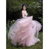 Daiiibabyyy  Fairy Blush Pink Wedding Dresses Off Shoulder Tulle A-Line Photos Shoot Dresses Bridal Dress Elegant Prom Gowns Customized