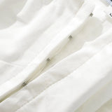 Daiiibabyyy  Sexy White U Collar Metal Hook Buttons Short Puff Sleeve Shirt Women Tie Bow Shoulder Center Slim Crop Tops Black