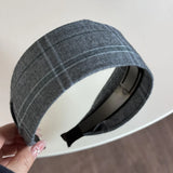 DAIIIBABYYY  -  Blue-gray plaid wide version headband sweet and fresh denim blue hairpin bag head going out daily versatile hairhoop