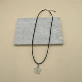 Daiiibabyyy  Natural Stone Five-pointed Star Crystal Rose Quartz Opal Star Pendant Necklace for Women Fluorite Lapis Bullet Pendulum Jewelry