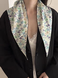 Daiiibabyyy  New French Sweet Pastoral Floral Hair Scarf Girls Light Thin Head Scarf Triangular Scarf Women Retro Fashion Versatile Headwear