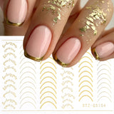Daiiibabyyy Gold Rose 3D Nail Sticker Curve Stripe Lines Decals Adhesive Striping Tape DIY Foil Nail Art Decorations Manicure Stickers