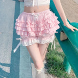 Daiiibabyyy  Layered Womens Lace Ruffle Bloomers Shorts Pettipants Victorian Pumpkin Pants Panties Booty Shorts Lolita Dress Safety Shorts