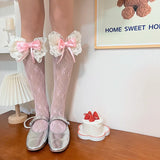 Daiiibabyyy New Jk Lolita Socks Women's Middle Tube Socks Lace Bow Y2k Summer Ballet style Japanese Socks Fishnet Stockings Accessories
