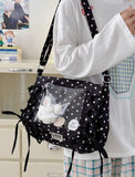Daiiibabyyy  Dot Print Crossbady Bag Flap Transparent Sac Femme New Lace-up Bow Bolso Sqaure Bolsos De Mujer Underarm  Bags for Woman