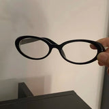 DAIIIBABAYYY  -  Black Oval Frame Glasses Women Y2K Girls Retro Narrow Spectacles Vintage Computer Reading Goggles Anti-Blue Light Eyewears