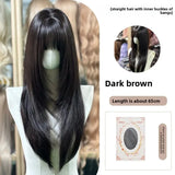 DAIIIBABYYY  -  High Temperature Silk Full Head Wig Inner Buckle Straight Hair French Wave Style Blonde Color for Women Hair Extension