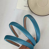 Daiiibabyyy  1PC Women's Autumn Winter Daily Teal Satin Headband Minimalist Fashion Hair Accessory Stylish Daily Hair Decoration