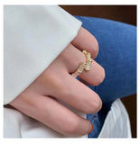 Daiiibabyyy New Design Bamboo Shape Gold Color Ring Korean Fashion Jewelry Party Adjustable Ring for Women Girl Luxury Accessories Gift