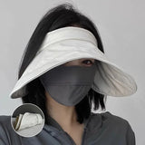 DAIIIBABYYY  -  Big Brim Empty Top Sun Hat Summer Women Anti UV Sunscreen Cap Beach Outdoor Foldable Riding Sport Visors