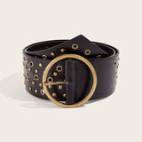 Daiiibabyyy  Retro Street Style Hollow Out PU Leather Belt for Women Fashion Waist Cincher Belt Versatile Decorative American Style Belt