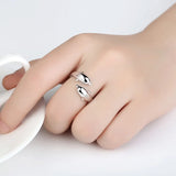 Daiiibabyyy 100% 925 Sterling Silver Ring Smooth Surface Cute Animal Dolphin Adjustable Fine Jewelry For Women Party Bijou Gift