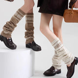 Daiiibabyyy  Korean Style Fair Isle Autumn Winter Snowflake Slouch Socks Women Girls Knitted Socks Leg Warmer Knee High Boot Cuffs Leg Cover