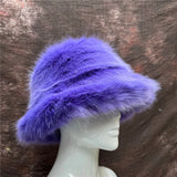 Daiiibabyyy  New autumn and winter plush imitation fox fur basin hat ski hat fisherman hat warm fur furry imitation fur women's hat