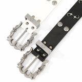 Daiiibabyyy  Retro Fashion PU Leather Rivet Belt for Men Spicy Girl Studs Y2K Belt Black White Metal Men Waistband Belt Jeans Accessories