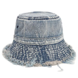 Daiiibabyyy Denim Material Flat Top Burrs Women Shade Fisherman'S Hat Outdoor Sun Protection Spring Autumn Basin Cap Fishing Hat