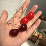 Daiiibabyyy Earring Accessories for Women Red Cherry Earrings for Women Fruit Statement Dangle Earring Wedding Party Korean Jewelry Gift