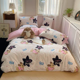 DAIIIBABYYY  -  Instagram Cartoon Cute Pure Cotton Four Piece Set, All Cotton Bed, Nantong Home Textile Quilt Cover, Student Three Piece Set,