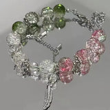 DAIIIBABYYY  -  New Fashion Y2K Sweet Cherry Blossom Bracelet For Women Exquisite Elegant Flower Crystal Beaded Bracelet Girl Party Jewelry Gift
