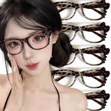 DAIIIBABYYY  -  Kawaii Cat Y2K Eyeglass No Lenses Frame Cute Retro Glasses Leopard Print Eyeglass Frame Photo Props Eyewear Decorative Gifts