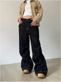 Daiiibabyyy  Grunge Black Jeans Women Y2k Vintage Oversized High Street Wide Cargo Denim Trousers Casual Baggy Straight Denim Pants