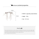 Daiiibabyyy  Inlaid Rhinestone Crystal Flowers and Leaves Tassel Ear Clips New Exquisite Earrings Light Luxury High-end Earrings for Women