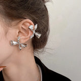Daiiibabyyy  Exquisite Bowknot Clip Earrings for Women Fashion Irregular Metal Bow Earring No Ear Hole Ear Cuff Punk Fashion Jewelry Gift