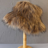 Daiiibabyyy  Winter Oversize Luxury Fluffy Raccoon Fur Bucket Hats for Women Retro Plush Warm Fisherman Hat Wide Brim Thickened Panama Cap