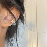 Daiiibabyyy 1PC New Kpop Fashion Glazed Colorful Flower Ear Clip Earrings For Women Fake Piercing Ear Cuffs Goth Y2k Aesthetic Cute Jewelry