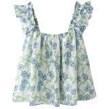 DAIIIBABYYY  -  Sweet Girl Ruffles One-shoulder Sleeveless Suspender Women's Summer Floral Printed Off-shoulder Slim Temperament Camisole Tops