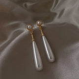 Daiiibabyyy  French Elegant Temperament Imitation Pearl Drop Shaped Long Earrings Party Premium Accessories for Womens Fashion Luxury Jewelry