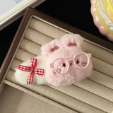 Daiiibabyyy  1pc Autumn new coffee colored glasses, teddy bear, clip, cute bangs, hair accessories clip