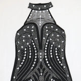 DAIIIBABYYY  -  Sexy Dresses for Woman Halter Backless Diamond Sheath Package Hips Mid Calf Elegant Evening Night Club Vestidos Mujer