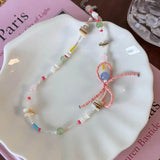 Daiiibabyyy Korean Style Ins Style New Bow Beaded Necklace for Women Fashion Unique Design Sweet Colorful Collar Chain Versatile Accessories