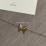 Daiiibabyyy  Simple Butterfly Pendant Necklace for Girls, Stainless Steel Chain