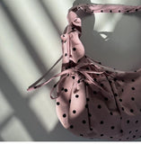 Daiiibabyyy  Streetwear Polka Dot Office Lady Shoulder Bag Women Canvas Drawstring Pleated Hobo Bags Y2k Aesthetic Handbags Crossbody Korean