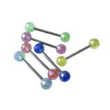 Daiiibabyyy 6PCS Body Jewelry Anti-Allergy Surgical Steel Tongue Rings For Women Barbells Straight Bar Colorful Balls Body Piercing Jewelry