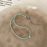 Daiiibabyyy  Summer Shiny CZ Zircon New Green Color Natural Stone Beaded Pendant Necklace for Women Wholesale Strand Chain Chokers