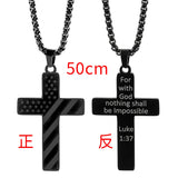 DAIIIBABYYY  -  American Flag Cross Necklace Stainless Steel Inspirational Bible Verse HipHop Lettering Pendant Chain for Boys Men Jewelry