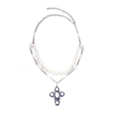 Daiiibabyyy  Charm Elegant Multilayer Imitation Pearl Necklace for Men Women New Goth Jesus Cross Pendant Choker Male Party Jewelry