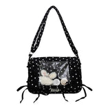 Daiiibabyyy  Dot Print Crossbady Bag Flap Transparent Sac Femme New Lace-up Bow Bolso Sqaure Bolsos De Mujer Underarm  Bags for Woman