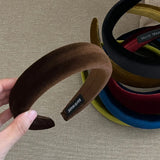 Daiiibabyyy  Women's Velvet Padded Headband Wide Sponge Hair Hoop for Crown Volume Vintage Style Hairband Soft Touch Daily Hair Accessories