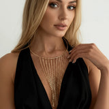 Daiiibabyyy  Bohemian Geometric Circular Collar Gold Silver Tassel Necklace Punk Style Personalized Metal Chain Choker Collarbone Chain