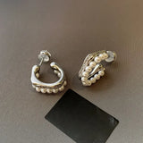 Daiiibabyyy  Inlaid Rhinestone Pearl Earrings for Women European and American Retro Elegant Fashion Stud Earring Luxury High-end Jewelry